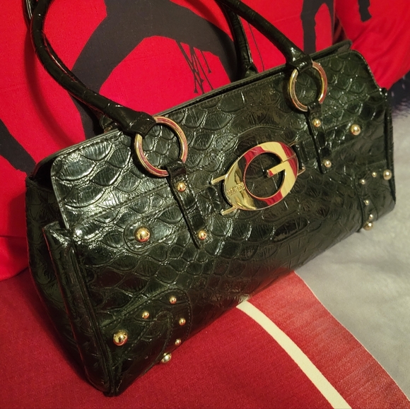 Guess Croc Embossed Satchel - Picture 2 of 7